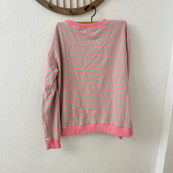 Pink Green Viral Cotton Striped Pullover Crewneck Sweater XL - Picture 8 of 8